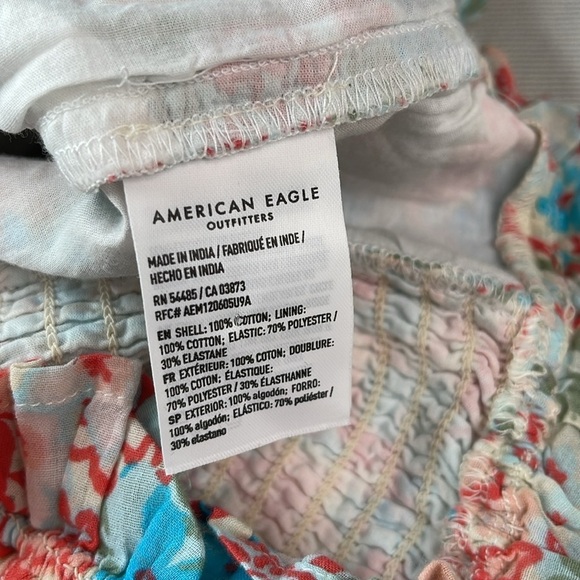 American Eagle Floral Cinch Front Cropped Halter Tank Top Pastel Y2K Smock S - Picture 6 of 11